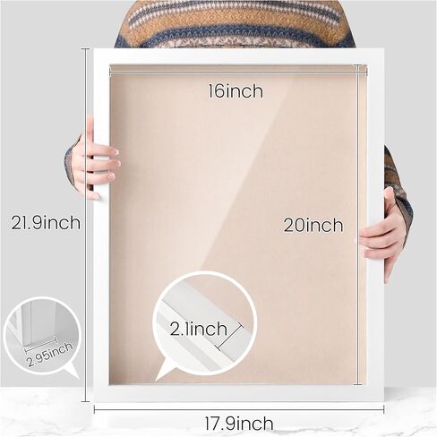 إطار صورة صندوق الظل مقاس 16 × 20، وحقيبة عرض صندوق الزهور، وإطار صورة كبير لتزيين المنزل، وحقيبة عرض الذاكرة للزهور، وحفلات الزفاف، والتذاكر والعناصر ثلاثية الأبعاد، دبابيس متضمنة باللون الأبيض in Saudi Arabia