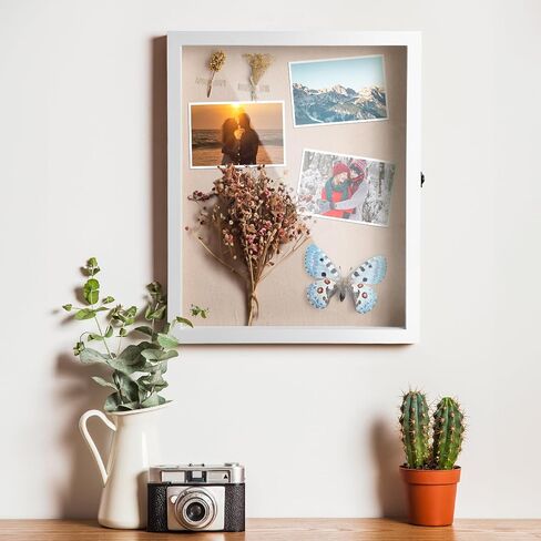 إطار صورة صندوق الظل مقاس 16 × 20، وحقيبة عرض صندوق الزهور، وإطار صورة كبير لتزيين المنزل، وحقيبة عرض الذاكرة للزهور، وحفلات الزفاف، والتذاكر والعناصر ثلاثية الأبعاد، دبابيس متضمنة باللون الأبيض in Saudi Arabia