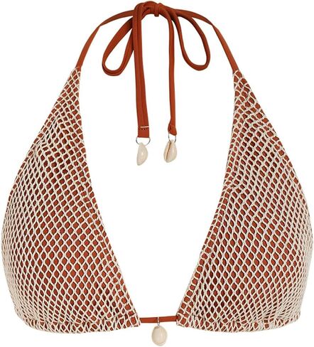 ZAFUL Women's Triangle Bikini Top Multiway Fishnet Tie Back Bandeau Halter String Bikini Top Swimsuit Bathing Suits Top in Saudi Arabia