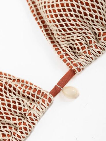 ZAFUL Women's Triangle Bikini Top Multiway Fishnet Tie Back Bandeau Halter String Bikini Top Swimsuit Bathing Suits Top in Saudi Arabia