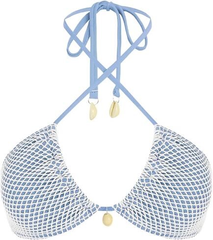 ZAFUL Women's Triangle Bikini Top Multiway Fishnet Tie Back Bandeau Halter String Bikini Top Swimsuit Bathing Suits Top in Saudi Arabia