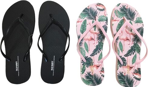 صنادل فليب فلوب كاجوال للسيدات للشاطئ والصيف من Old Navy (9 شباشب Flamingo New Ed & Black Flip Flops) in Kuwait