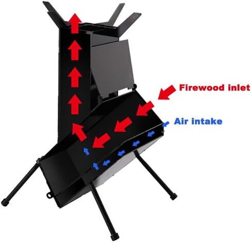 Rocket Stove for Camping Heavy Duty Wood Burning Stove with Adjustable Legs in Saudi Arabia