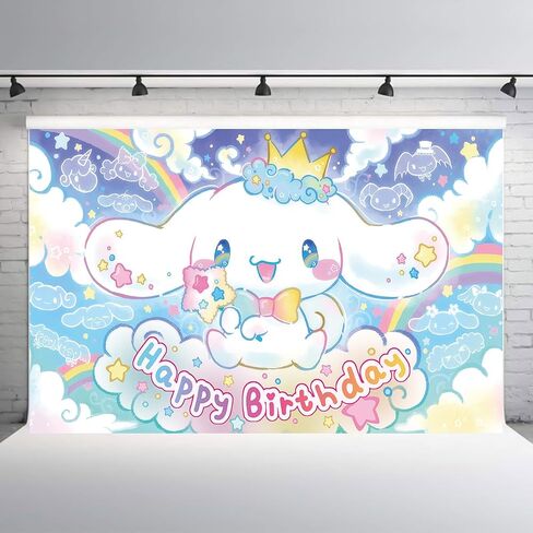 5x3 FT Birthday Party for Cinnamoroll Supplies Background Decoration for Cinnamoroll Photography Vinyl Photo Background Birthday Party Decoration (bluee) in Saudi Arabia