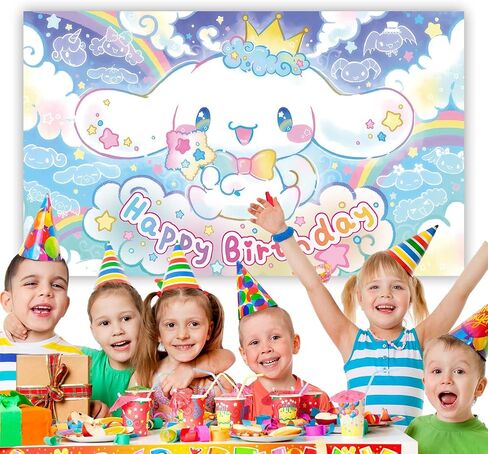 5x3 FT Birthday Party for Cinnamoroll Supplies Background Decoration for Cinnamoroll Photography Vinyl Photo Background Birthday Party Decoration (bluee) in Saudi Arabia