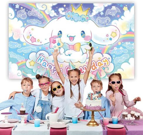 5x3 FT Birthday Party for Cinnamoroll Supplies Background Decoration for Cinnamoroll Photography Vinyl Photo Background Birthday Party Decoration (bluee) in Saudi Arabia