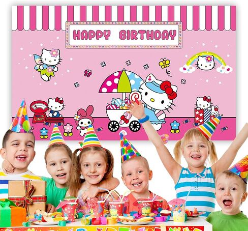 5x3 FT Birthday Party for Cinnamoroll Supplies Background Decoration for Cinnamoroll Photography Vinyl Photo Background Birthday Party Decoration (bluee) in Saudi Arabia