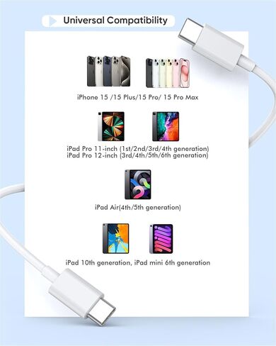 10FT for Apple iPhone 15 Fast Charging Cord,2Pack 20W Type C Charger Block Long 10Foot USB C to USB C Cable iPad Cord for iPhone 15/15 Plus/15 Pro/15 Pro Max,iPad Pro 12.9 inch/11 inch,iPad Air 5/4th in Kuwait