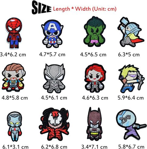 20 Pcs Superhero Embroidered Iron-on Patches/Clothing Repair Holes Ironing Patch with Back Glue/Iron On Patch Applique for Clothes,Dress,Hat,Jeans,DIY Accessories (YY-20SPID) in Saudi Arabia