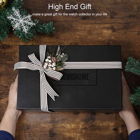 صندوق ساعة BEWISHOME حافظة ساعة فاخرة ومنظم منضدة للرجال، قاعدة شحن خشبية للهاتف، حزمة in Kuwait