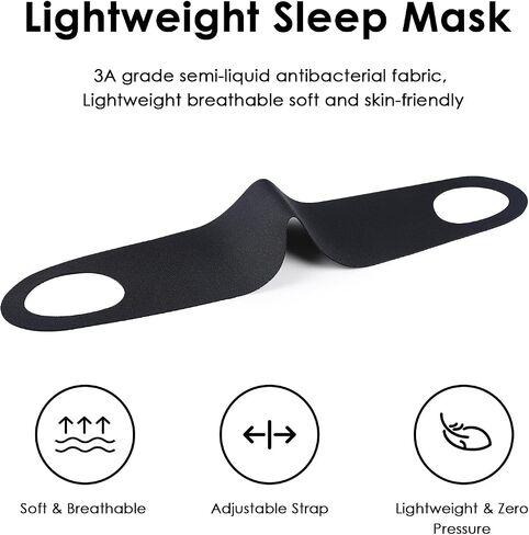 FRESHME Lightweight Ear Hanging Sleep Mask - Zero Pressure Blockout Comfortable Sleep Blindfold with Elastic Loops, Thin Sleeping Mask Head Cushion for Side Sleeper, Includes Earplugs in Saudi Arabia