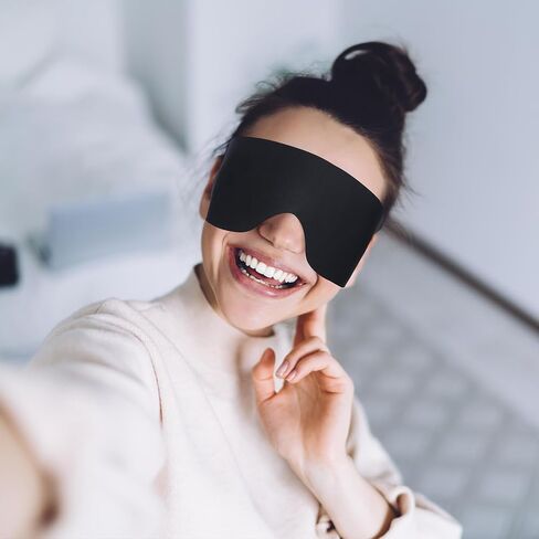 FRESHME Lightweight Ear Hanging Sleep Mask - Zero Pressure Blockout Comfortable Sleep Blindfold with Elastic Loops, Thin Sleeping Mask Head Cushion for Side Sleeper, Includes Earplugs in Saudi Arabia