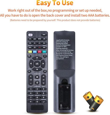 【Pack of 2】 Universal TV Remote Repacement Control for LG,Samsung, TCL, Philips, Vizio, Sharp, Sony, Panasonic, Sanyo, Insignia, Toshiba and Other Brands LCD LED 3D HDTV Smart TV (RC-G006) in Saudi Arabia