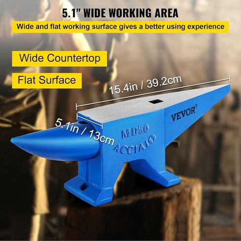 VEVOR Single Horn Anvil Cast Steel Anvil Blacksmith for Sale Forge Steel Tools with Round and Square Hole and Equipment Anvil Rugged Blacksmith Jewelers Durable and Robust Metal Working Tool 110Lbs in Saudi Arabia
