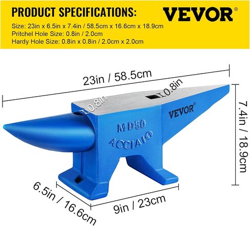 VEVOR Single Horn Anvil Cast Steel Anvil Blacksmith for Sale Forge Steel Tools with Round and Square Hole and Equipment Anvil Rugged Blacksmith Jewelers Durable and Robust Metal Working Tool 110Lbs in Saudi Arabia