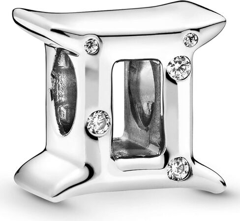 Pandora Sparkling Gemini Zodiac Charm - Compatible Moments Bracelets - Jewelry for Women - Gift for Women in Your Life - Made with Sterling Silver & Cubic Zirconia, With Gift Box in Saudi Arabia