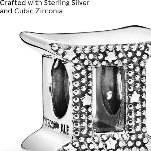Pandora Sparkling Gemini Zodiac Charm - Compatible Moments Bracelets - Jewelry for Women - Gift for Women in Your Life - Made with Sterling Silver & Cubic Zirconia, With Gift Box in Saudi Arabia