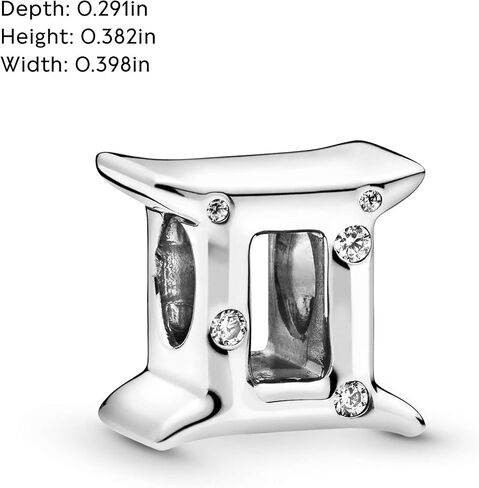 Pandora Sparkling Gemini Zodiac Charm - Compatible Moments Bracelets - Jewelry for Women - Gift for Women in Your Life - Made with Sterling Silver & Cubic Zirconia, With Gift Box in Saudi Arabia