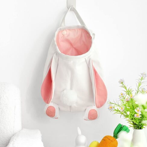 CiyvoLyeen Easter Bunny Basket Cute Rabbit Hanging Bag Easter Hanging Egg Bags Easter Gift for Boys Girls Spring Plush Storage Bag for Egg Hunting Bin Pod Car Back Seat Organizer Pink in Saudi Arabia
