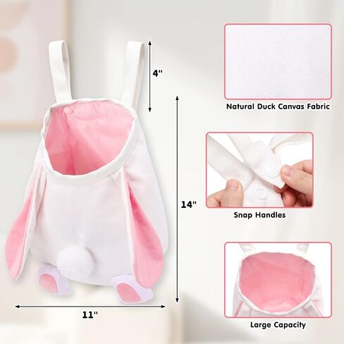 CiyvoLyeen Easter Bunny Basket Cute Rabbit Hanging Bag Easter Hanging Egg Bags Easter Gift for Boys Girls Spring Plush Storage Bag for Egg Hunting Bin Pod Car Back Seat Organizer Pink in Saudi Arabia