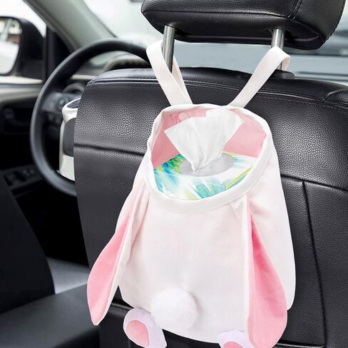 CiyvoLyeen Easter Bunny Basket Cute Rabbit Hanging Bag Easter Hanging Egg Bags Easter Gift for Boys Girls Spring Plush Storage Bag for Egg Hunting Bin Pod Car Back Seat Organizer Pink in Saudi Arabia