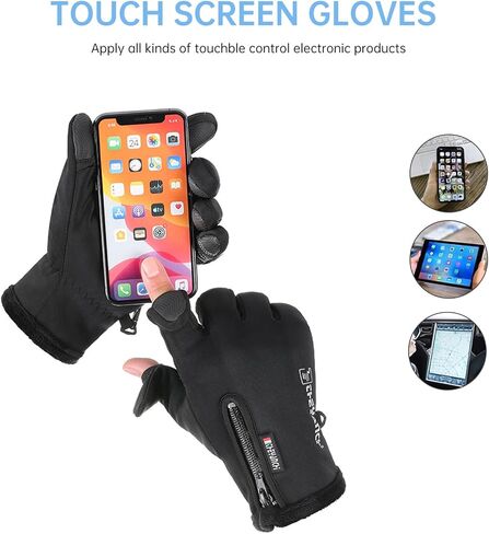 قفازات YAMEIZE مقاومة للرياح تعمل باللمس شتاء دافئ - قفازات رياضية مضادة للانزلاق للرجال والنساء تعمل في الهواء الطلق والقيادة وركوب الدراجات in Kuwait