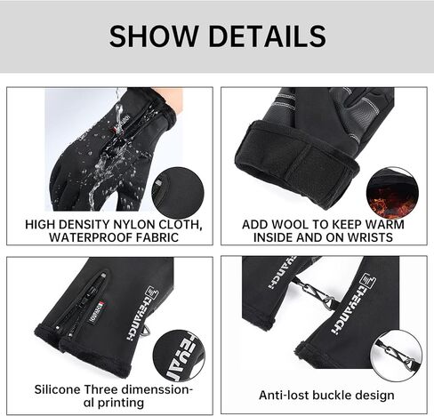 قفازات YAMEIZE مقاومة للرياح تعمل باللمس شتاء دافئ - قفازات رياضية مضادة للانزلاق للرجال والنساء تعمل في الهواء الطلق والقيادة وركوب الدراجات in Kuwait
