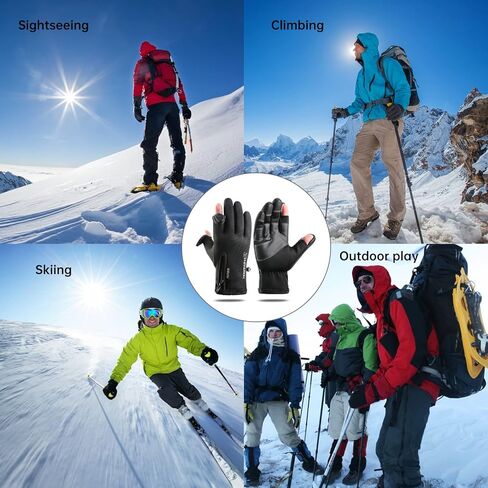 قفازات YAMEIZE مقاومة للرياح تعمل باللمس شتاء دافئ - قفازات رياضية مضادة للانزلاق للرجال والنساء تعمل في الهواء الطلق والقيادة وركوب الدراجات in Kuwait