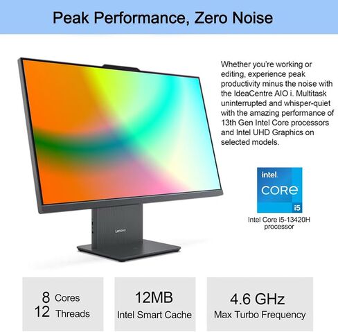 Lenovo 2024 IdeaCentre I Business AIO, 23.8" FHD Touchscreen, Intel Core i5-13420H, 32GB DDR5 RAM, 2TB SSD, Wireless KB & Mouse, Webcam Wireless Charging Base, Wi-Fi 6, Windows 11 Pro, Grey in Saudi Arabia