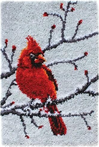 Red Cardinal Latch Hook Kits Rug Embroidery Kits Needlework Hook kit Tapestry Embroidery Craft Kits for Beginners DIY Latch Hook Cushion Mat Canvas Home Decor 52x38cm in Saudi Arabia
