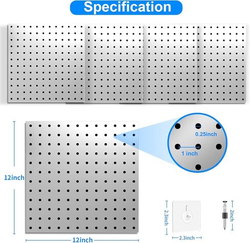 بيجبورد، لوح ربط، منظم حائط بيجبورد مع خطافات ذاتية اللصق، بدون حفر على الحائط، ألواح ربط للجدران، سهلة التركيب، لوح بيجبورد معدني لورشة عمل المطبخ في غرفة الحرف اليدوية in Kuwait