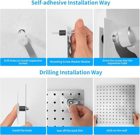 بيجبورد، لوح ربط، منظم حائط بيجبورد مع خطافات ذاتية اللصق، بدون حفر على الحائط، ألواح ربط للجدران، سهلة التركيب، لوح بيجبورد معدني لورشة عمل المطبخ في غرفة الحرف اليدوية in Kuwait