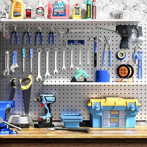 بيجبورد، لوح ربط، منظم حائط بيجبورد مع خطافات ذاتية اللصق، بدون حفر على الحائط، ألواح ربط للجدران، سهلة التركيب، لوح بيجبورد معدني لورشة عمل المطبخ في غرفة الحرف اليدوية in Kuwait