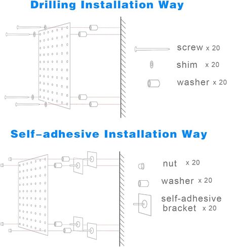 بيجبورد، لوح ربط، منظم حائط بيجبورد مع خطافات ذاتية اللصق، بدون حفر على الحائط، ألواح ربط للجدران، سهلة التركيب، لوح بيجبورد معدني لورشة عمل المطبخ في غرفة الحرف اليدوية in Kuwait