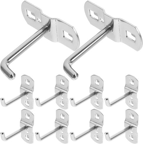 12 قطعة من خطافات بيجبورد شديدة التحمل من جارنيك للوحة لوك ذات فتحة مربعة وأداة تنظيم خطاطيف تنظيم على شكل حرف L خطاف معدني لولبي بيجبورد للتعليق in Kuwait