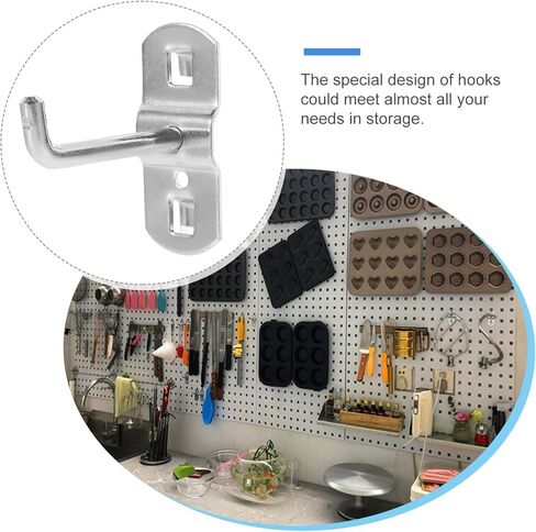 12 قطعة من خطافات بيجبورد شديدة التحمل من جارنيك للوحة لوك ذات فتحة مربعة وأداة تنظيم خطاطيف تنظيم على شكل حرف L خطاف معدني لولبي بيجبورد للتعليق in Kuwait