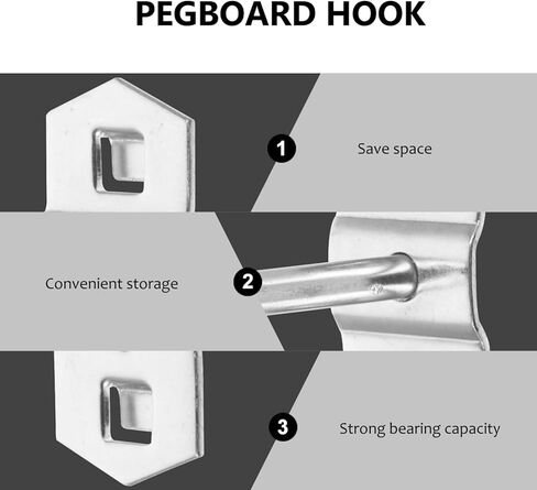 12 قطعة من خطافات بيجبورد شديدة التحمل من جارنيك للوحة لوك ذات فتحة مربعة وأداة تنظيم خطاطيف تنظيم على شكل حرف L خطاف معدني لولبي بيجبورد للتعليق in Kuwait