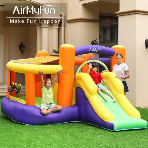 منزل نطاط مع منفاخ، منزل نطاط قابل للنفخ للأطفال مع منزلق للأطفال الصغار في الأماكن المغلقة أو الهواء الطلق أو الفناء الخلفي أو بيت اللعب، قلعة نطاطة مع القفز، حفرة الكرة، طوق كرة السلة وكرات الهدف in Kuwait