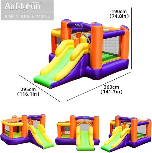 منزل نطاط مع منفاخ، منزل نطاط قابل للنفخ للأطفال مع منزلق للأطفال الصغار في الأماكن المغلقة أو الهواء الطلق أو الفناء الخلفي أو بيت اللعب، قلعة نطاطة مع القفز، حفرة الكرة، طوق كرة السلة وكرات الهدف in Kuwait