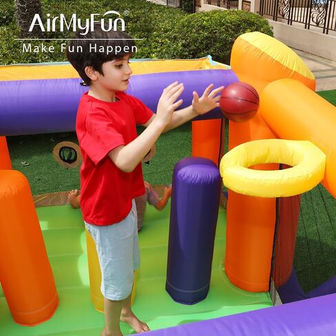 منزل نطاط مع منفاخ، منزل نطاط قابل للنفخ للأطفال مع منزلق للأطفال الصغار في الأماكن المغلقة أو الهواء الطلق أو الفناء الخلفي أو بيت اللعب، قلعة نطاطة مع القفز، حفرة الكرة، طوق كرة السلة وكرات الهدف in Kuwait