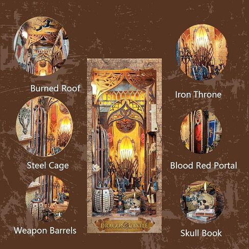 Luuwik Book Nook Kit، Dragon Booknook Kit Dollhouse 3D خشبية DIY لغز الكتب للبالغين زاوية إدراج لديكور المنزل in Saudi Arabia