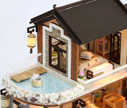 1:24 Cool Beans Boutique Miniature DIY Dollhouse Kit Wooden Asian Traditional Mansion with Dust Cover - Architecture Model kit (English Manual) 13848 (Asian Old Town) in Saudi Arabia