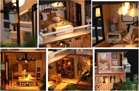 1:24 Cool Beans Boutique Miniature DIY Dollhouse Kit Wooden Asian Traditional Mansion with Dust Cover - Architecture Model kit (English Manual) 13848 (Asian Old Town) in Saudi Arabia
