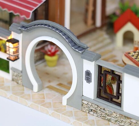 1:24 Cool Beans Boutique Miniature DIY Dollhouse Kit Wooden Asian Traditional Mansion with Dust Cover - Architecture Model kit (English Manual) 13848 (Asian Old Town) in Saudi Arabia