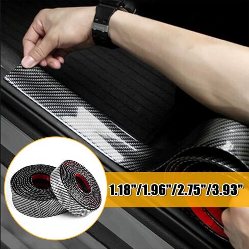 واقي عتبة باب السيارة، واقيات دخول حافة السيارة، ملصق شريط غطاء الخدش، مصد السيارة من ألياف الكربون، شريط حماية تلقائي ضد الاصطدام يناسب معظم السيارات (3.93 بوصة × 39.37 بوصة) in Kuwait