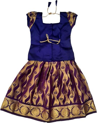 Ashwini Girl Polyester Purple Color Pattu Pavadai in Kuwait