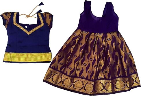 Ashwini Girl Polyester Purple Color Pattu Pavadai in Kuwait