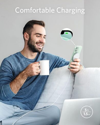 لوحة شحن لاسلكية مغناطيسية من Anker بتصميم أنيق، PowerWave Select+ لوحة مغناطيسية، كابل شحن مدمج بطول 5 أقدام، 7.5 وات متوافق فقط مع iPhone 12 (بدون محول تيار متردد) in Kuwait