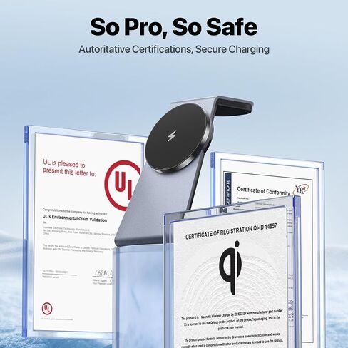 Soonjet 3 in 1 Wireless Charging Station, Charger Stand for Apple Multiple Devices [Revolutionary Cool Fast Charging] [Official Certified] for iPhone 15 14 13 Apple Watch and AirPods in Kuwait