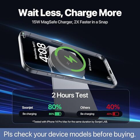 Soonjet 3 in 1 Wireless Charging Station, Charger Stand for Apple Multiple Devices [Revolutionary Cool Fast Charging] [Official Certified] for iPhone 15 14 13 Apple Watch and AirPods in Kuwait